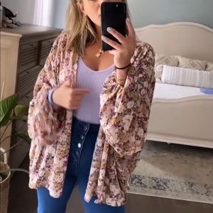 Floral cardigan balloon sleeve small